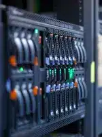 Rack-mount servers undergoing water damage recovery at medical office
